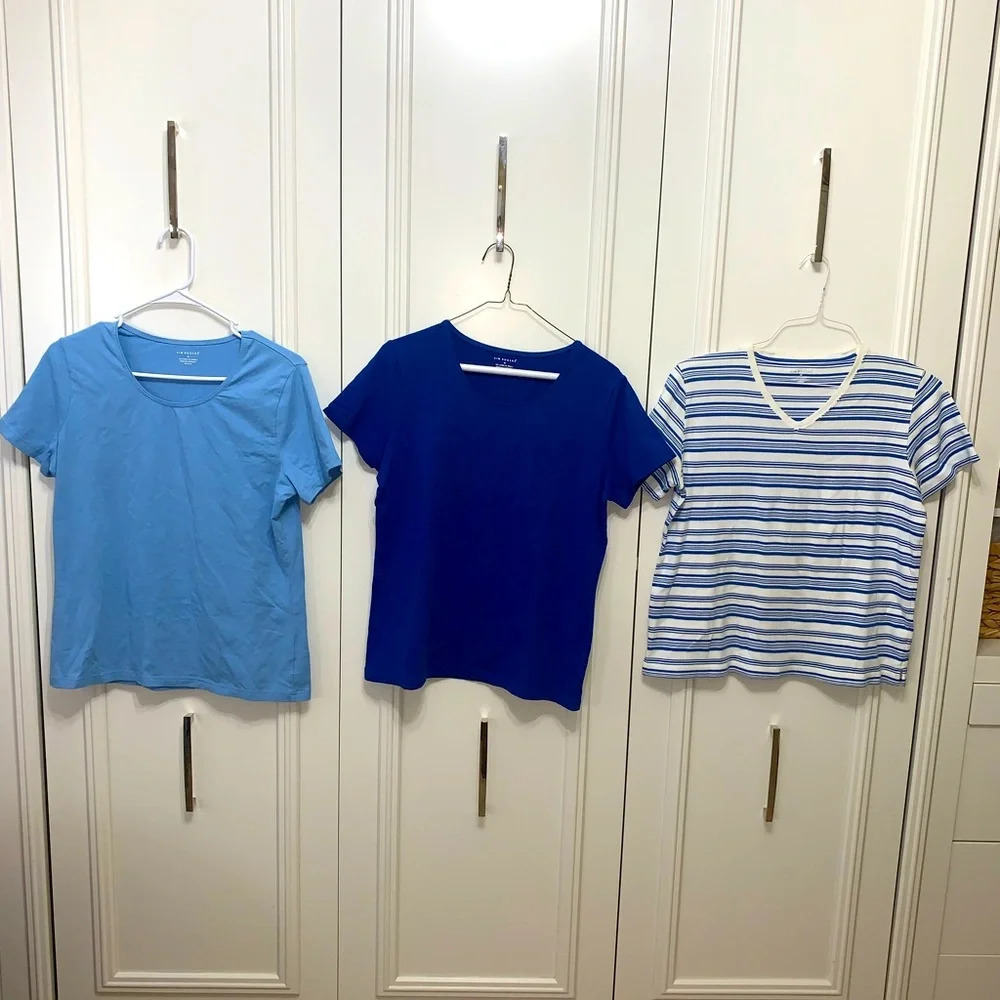 Kim Rogers set 3 short sleeve blue casual tees Medium